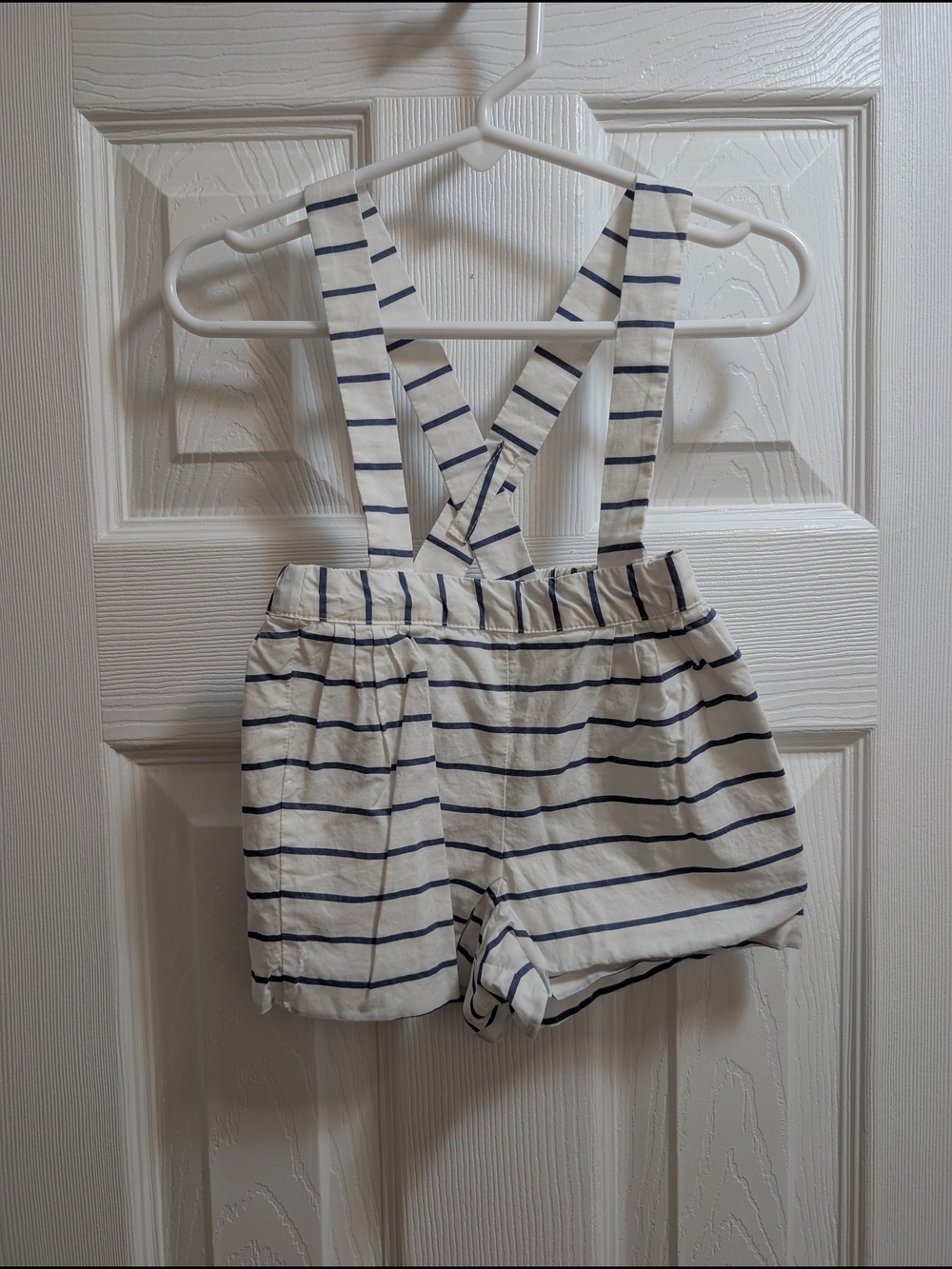 Jacadi Navy Stripe Cotton Suspender Shorts for Kids